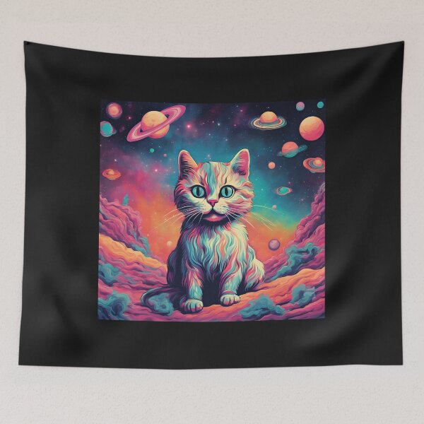 Item preview, Retro trippy kitten on another planet designed and sold by NicMacTees.