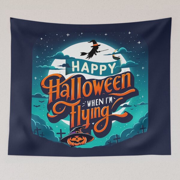 Item preview, Happy Halloween witch Flying, typography designed and sold by maxmaj.