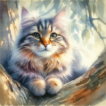 Artwork thumbnail, Tabby In Tree by PamsAIArt