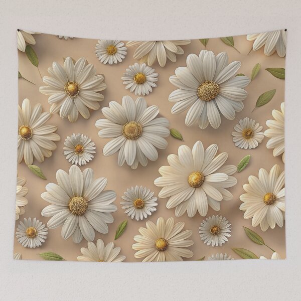 Item preview, White daisies on a beige background designed and sold by Erik Visnievskij.