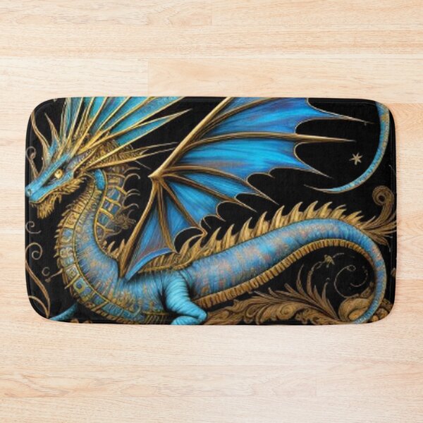 Item preview, Medieval Gold Blue Dragon  designed and sold by TheDarkWardrobe.