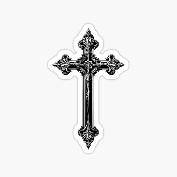 Item preview, Elegant Black and White Ornamental Cross - Gothic Minimalist Design designed and sold by frad40xz.