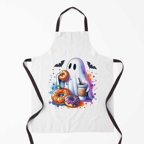 Item preview, Ghost eating Halloween Donuts drinking coffee stickers and more designed and sold by CRandRRstickers.