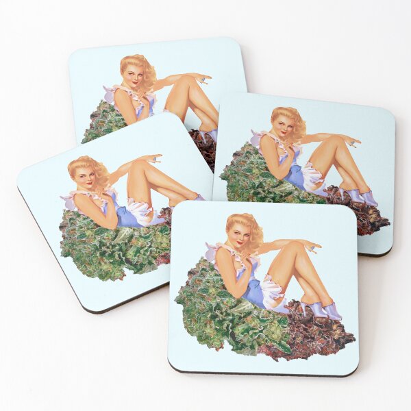 Item preview, Pin-Up Stoner Girl On Green and Purple Nugs designed and sold by wildeweed.
