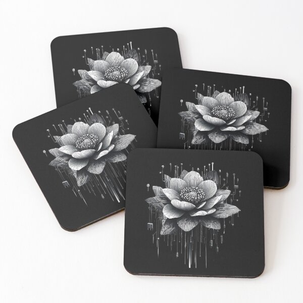 Item preview, Cyber Bloom Futuristic Floral Circuitry Design designed and sold by Taans-Creation.