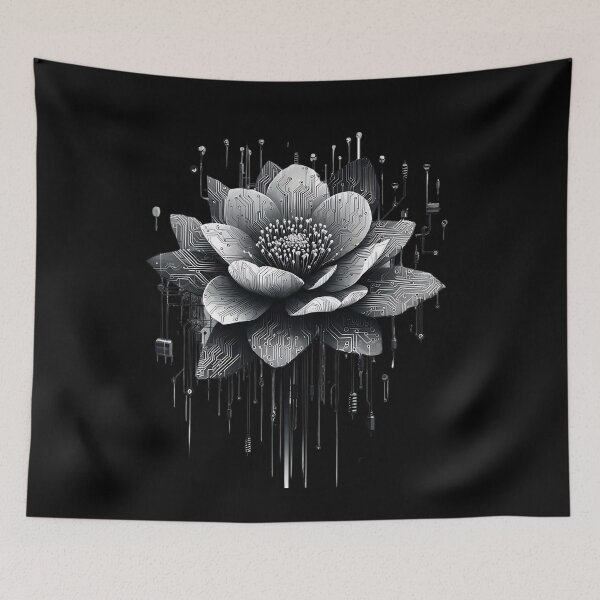Item preview, Cyber Bloom Futuristic Floral Circuitry Design designed and sold by Taans-Creation.