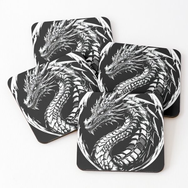 Item preview, Gothic Epic Design: Detailed Black and White Dragon Emblem designed and sold by FRADEX STORE.