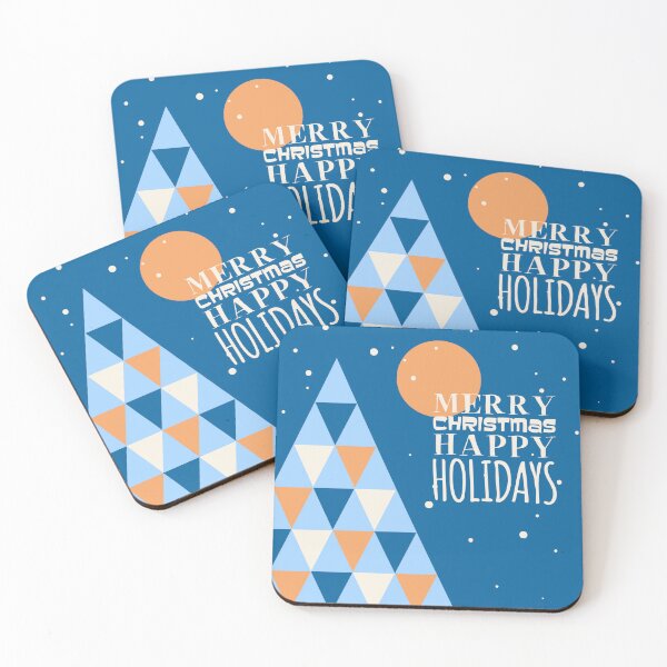 Item preview, Merry Christmas blue greeting sticker, card, label designed and sold by NatalkaP.