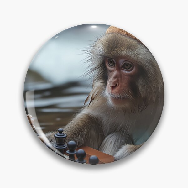 Item preview, A Japanese Macaque Enjoying a Hot Spring and Chess designed and sold by SheldonOfOsaka.