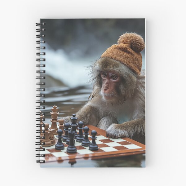 Item preview, A Japanese Macaque Enjoying a Hot Spring and Chess designed and sold by SheldonOfOsaka.