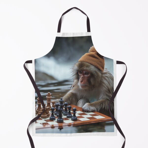 Item preview, A Japanese Macaque Enjoying a Hot Spring and Chess designed and sold by SheldonOfOsaka.