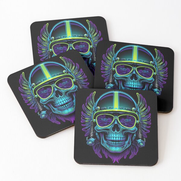 Item preview, Neon Indian Motorcycle Skull Art designed and sold by creativaimages.
