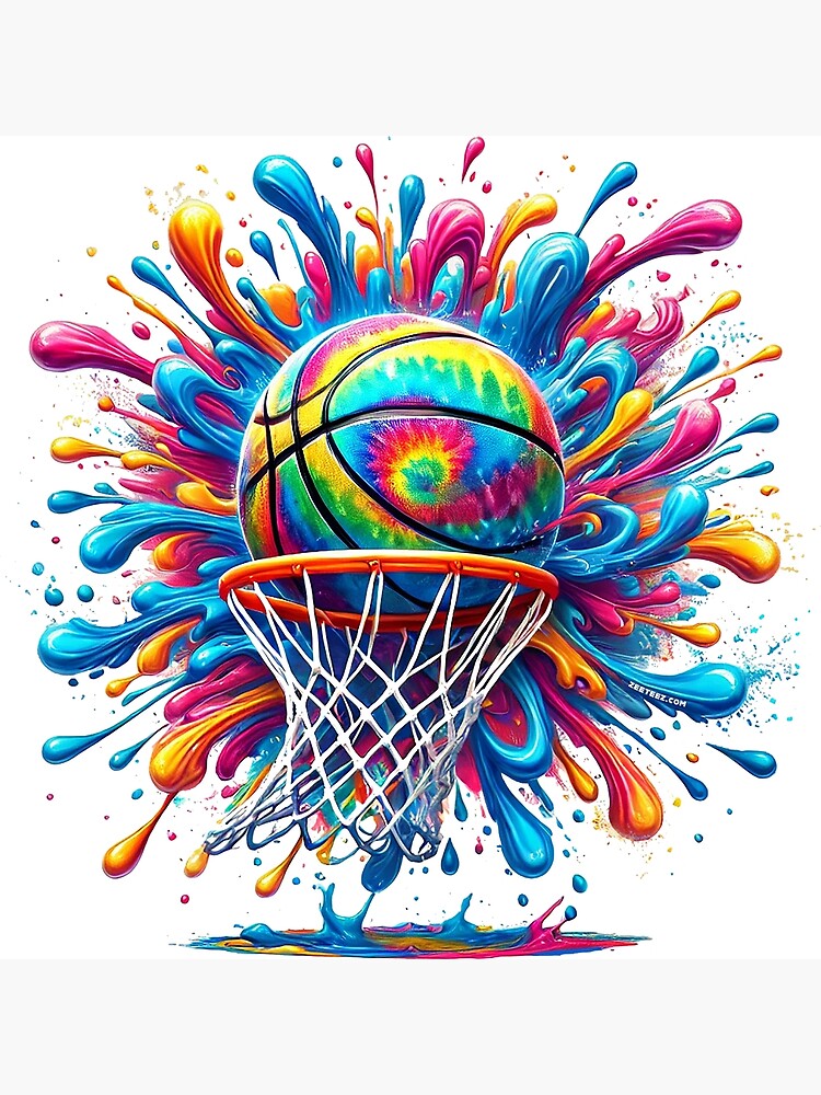 Thumbnail 3 of 3, Poster, Abstract Basketball Tie Die Paint Splash designed and sold by zeeteezofficial.