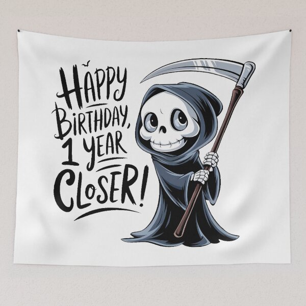 Item preview, Funny Grim Reaper Happy Birthday, 1 Year Closer designed and sold by PlanetMarker.