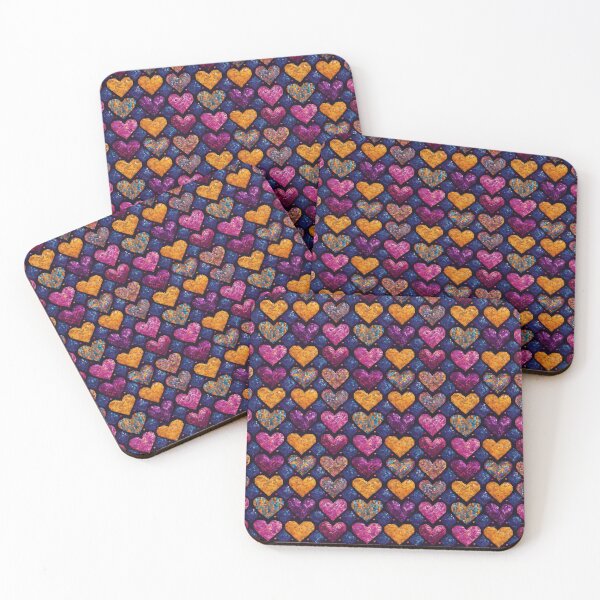 Item preview, Multicolor Sparkle Hearts pattern  designed and sold by Lisa Bittinger.