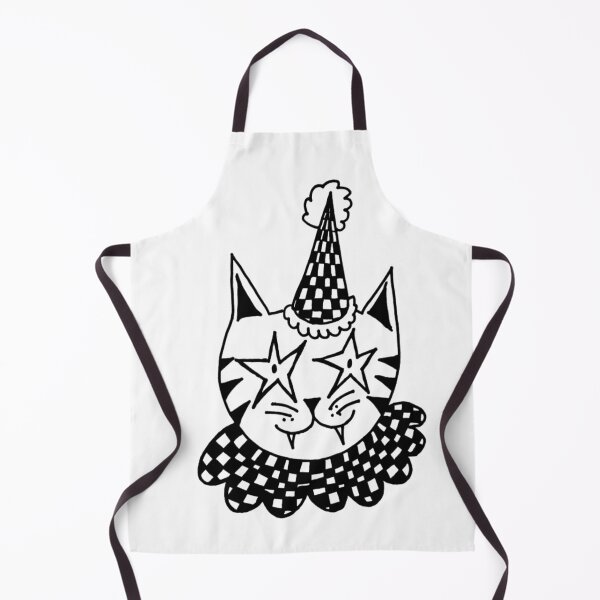 Item preview, Checkered Black And White Star Eye Cat Circus Clown Jester designed and sold by KayTurtless.