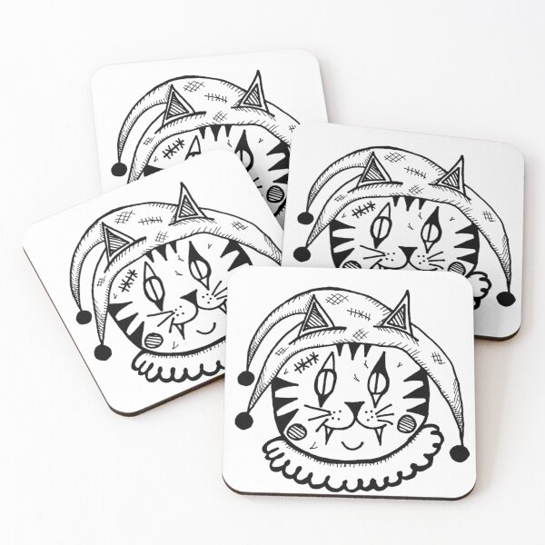 Item preview, Jester Clown Cat Grayscale Tattoo Style  designed and sold by KayTurtless.