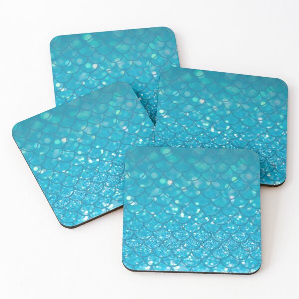 Item preview, Aqua Blue Glittery Shimmering Mermaid Scales designed and sold by SeaStarMermaids.