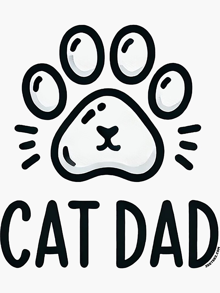 Thumbnail 3 of 3, Sticker, Cat Dad designed and sold by zeeteezofficial.