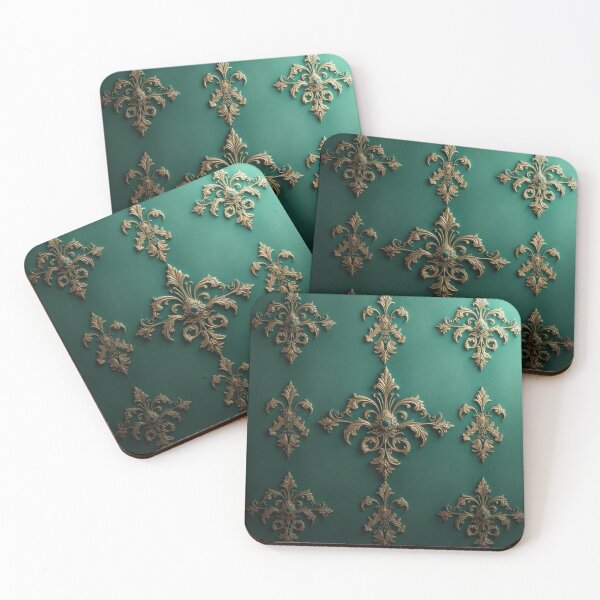 Item preview, Green & Antique Gold Damask designed and sold by DesignsByPrnces.