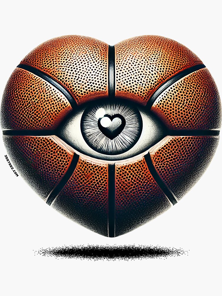 Thumbnail 3 of 3, Sticker, Eye Love Basketeball designed and sold by zeeteezofficial.