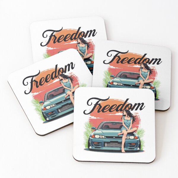 Item preview, JDM - Woman Sitting on Tuner Car with Sunset - Japanese Street Racing Car Culture designed and sold by RaceDayRags.
