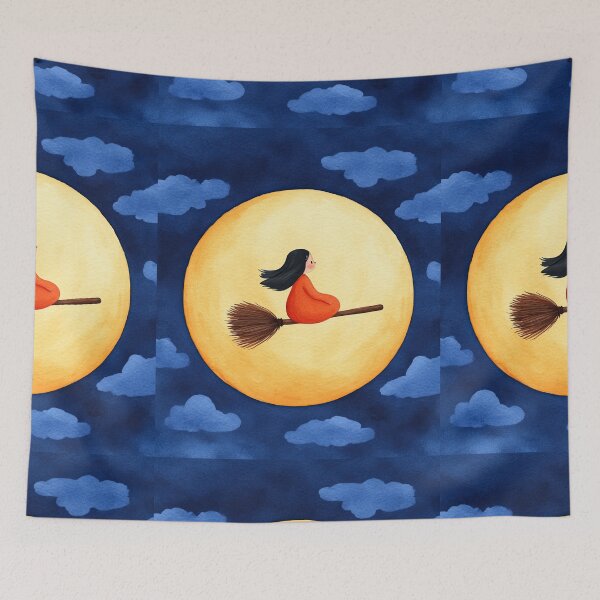 Item preview, Witch Flying Across a Full Moon on Broomstick designed and sold by WPCreator.