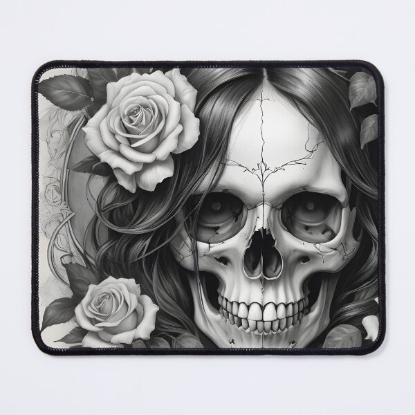Artikelvorschau, Totenkopf mit Rosen - Gothic Dark Art Design entworfen und verkauft von creativaimages.