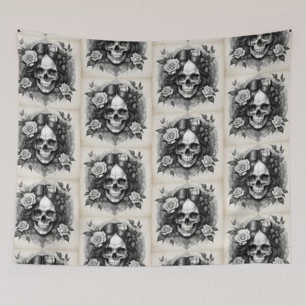 Item preview, Skull with Roses - Gothic Dark Art Design designed and sold by creativaimages.