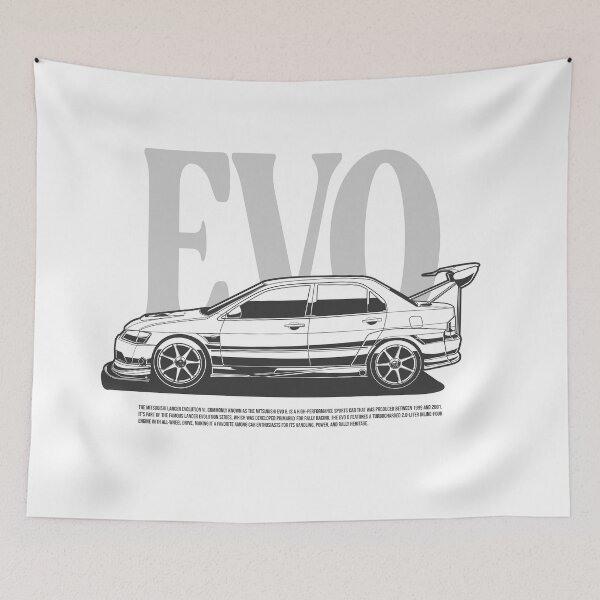 Item preview, Mitshubishi EVO 6 Black And White Style designed and sold by TrilogyMerch.