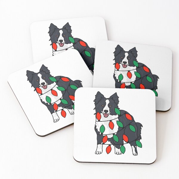 Item preview, Border Collie Black Dog with Christmas Lights Wrapped Around Its Body – Festive and Adorable Design  Description: Get into the holiday spirit with our adorable Dog with Christmas Lights design! designed and sold by MrsCreative1.