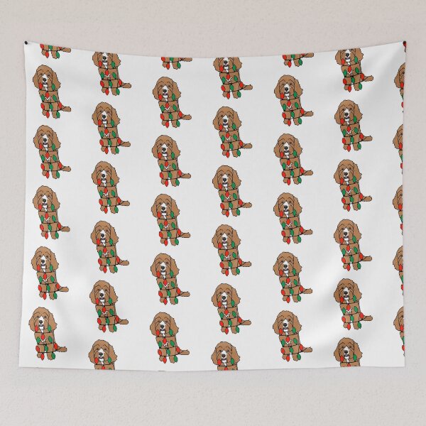 Item preview, Cavoodle Dog with Christmas Lights Wrapped Around Its Body – Festive and Adorable Design  Description: Get into the holiday spirit with our adorable Dog with Christmas Lights design! designed and sold by MrsCreative1.