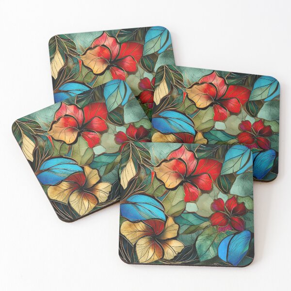 Item preview, Spring Vibe “Stained Glass” design - floral, leaves and colourful designed and sold by Chestnut Falls Studio.