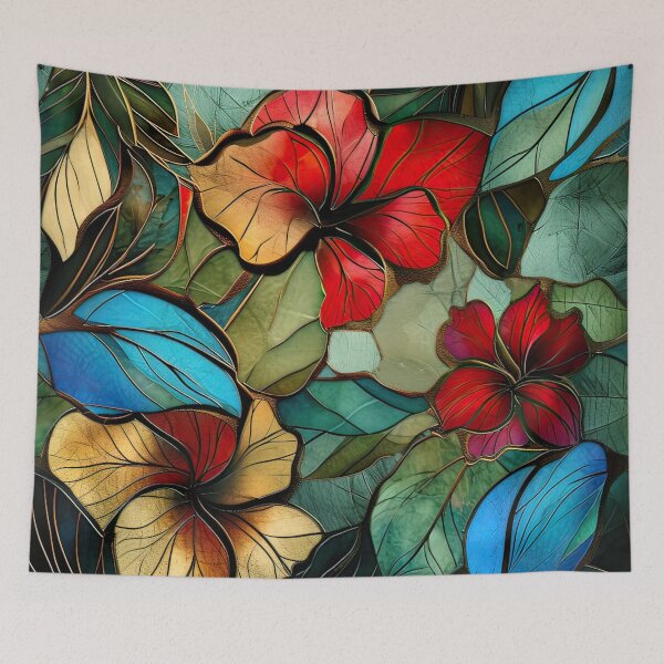 Item preview, Spring Vibe “Stained Glass” design - floral, leaves and colourful designed and sold by Chestnut Falls Studio.
