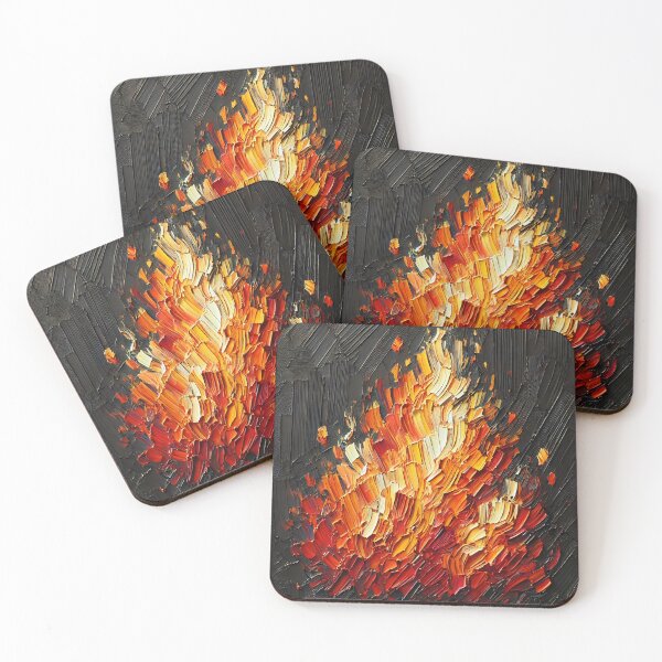 Item preview, Abstract Flames – Palette Knife Art in Vibrant Colors designed and sold by SakuraJapanArt.