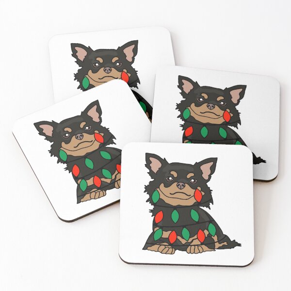 Item preview, Chihuahua Black Dog with Christmas Lights Wrapped Around Its Body – Festive and Adorable Design  Description: Get into the holiday spirit with our adorable Dog with Christmas Lights design! designed and sold by MrsCreative1.