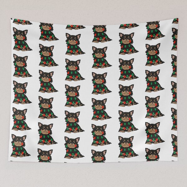 Item preview, Chihuahua Black Dog with Christmas Lights Wrapped Around Its Body – Festive and Adorable Design  Description: Get into the holiday spirit with our adorable Dog with Christmas Lights design! designed and sold by MrsCreative1.