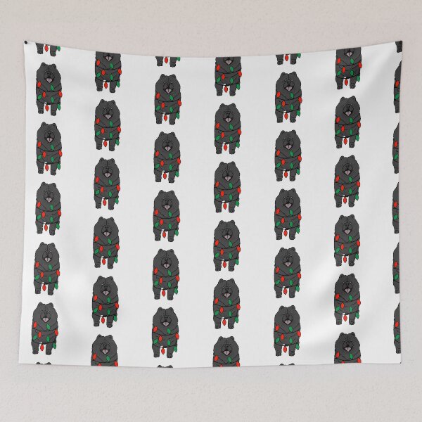 Item preview, Chowchow Black Dog with Christmas Lights Wrapped Around Its Body – Festive and Adorable Design  Description: Get into the holiday spirit with our adorable Dog with Christmas Lights design! designed and sold by MrsCreative1.