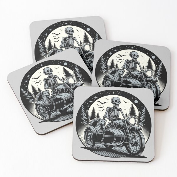 Item preview, Skeleton with dog in a motorcycle sidecar designed and sold by Catherine Harrison.