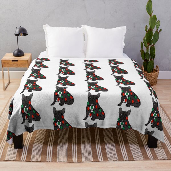 Item preview, French Bulldog Black Dog with Christmas Lights Wrapped Around Its Body – Festive and Adorable Design  Description: Get into the holiday spirit with our adorable Dog with Christmas Lights design! designed and sold by MrsCreative1.