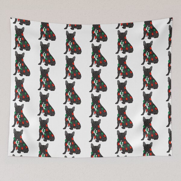 Item preview, French Bulldog Black Dog with Christmas Lights Wrapped Around Its Body – Festive and Adorable Design  Description: Get into the holiday spirit with our adorable Dog with Christmas Lights design! designed and sold by MrsCreative1.