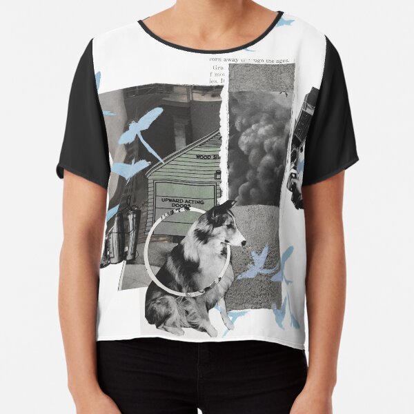 collie Collage Chiffon Top