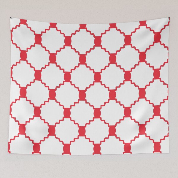 Item preview, A Kufiyah pattern Design with geometric shapes and lines in red color. designed and sold by HEMRO.