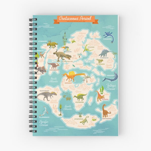Item preview, Prehistoric World Map of the Cretaceous Period with plants, dinosaurs, and other animals designed and sold by QatlasMap Shop.