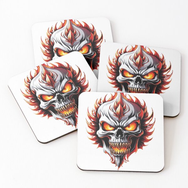Item preview, A flaming skull, its glowing eyes piercing the darkness designed and sold by CHRIST5000.