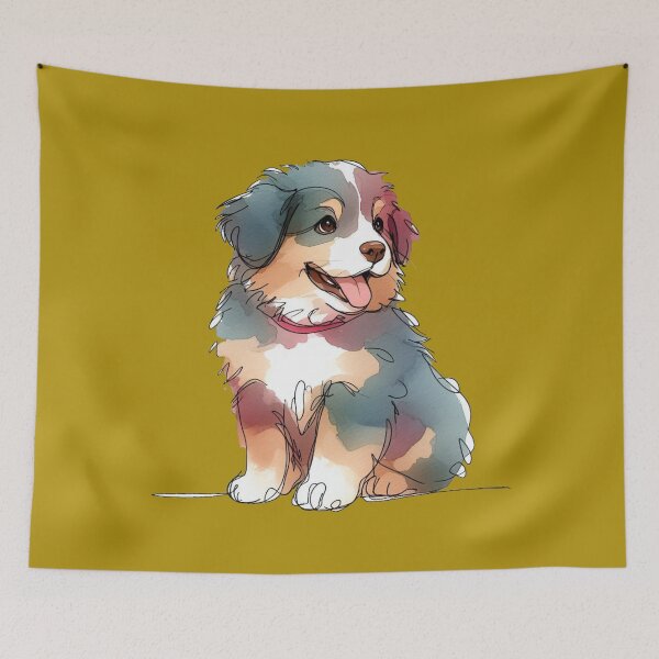 Item preview, Minimalist Pet Illustration in Pastel Watercolors - One-Line Drawing, designed and sold by PaintMeWorld.