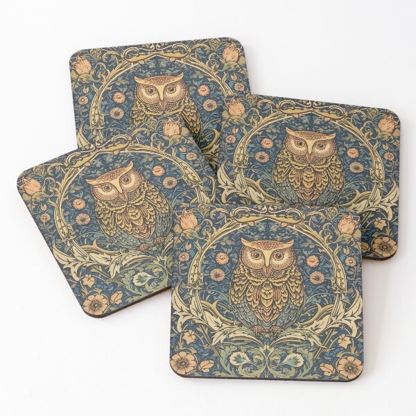 Item preview, Art Nouveau Art Nouveau Owl Floral William Morris designed and sold by ArtHouseNiklas.