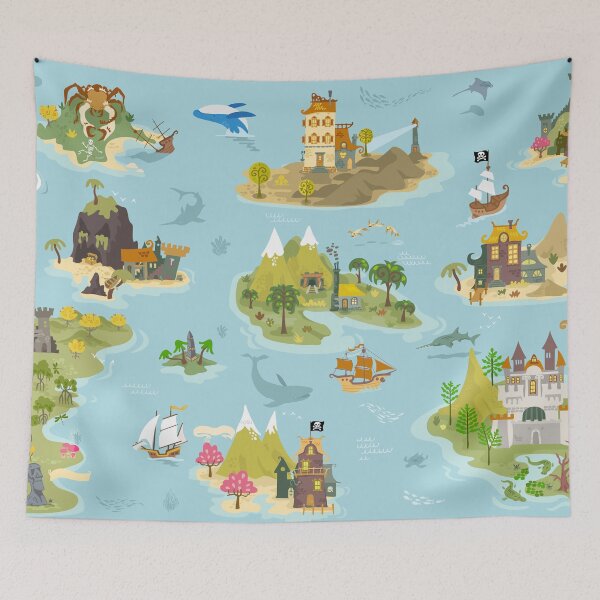 Item preview, Pirate islands in hand drawn cartoon style designed and sold by QatlasMap Shop.