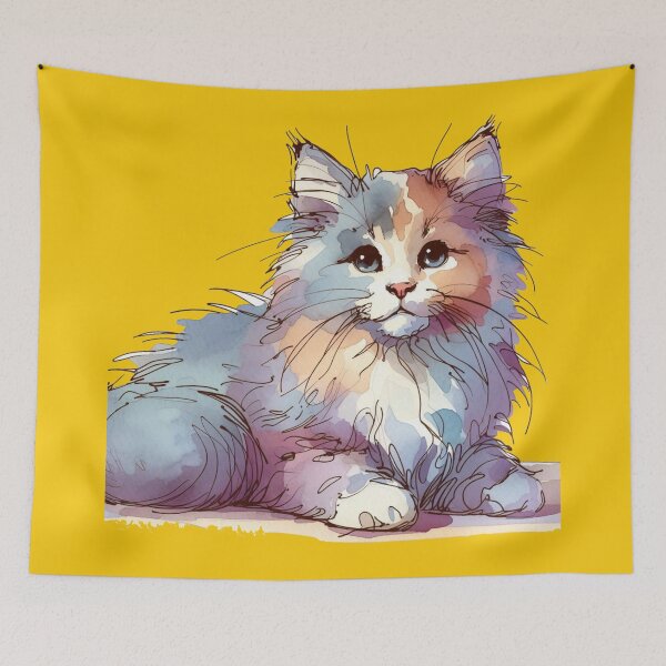 Item preview, Minimalist Pet Illustration in Pastel Watercolors - One-Line Drawing,   designed and sold by PaintMeWorld.