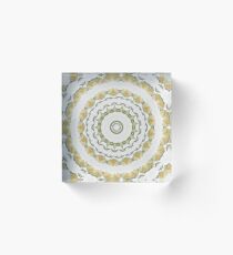 Creamy Yellow Rose Kaleidoscope Art 5 Acrylic Block